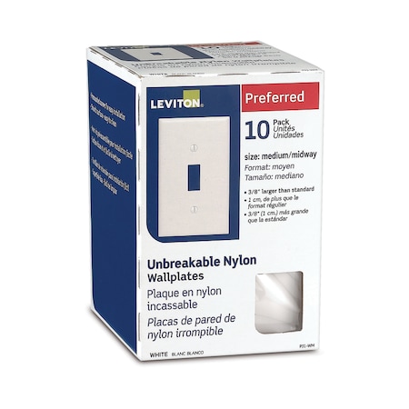 Leviton Leviton White 1 gang Nylon Toggle Wall Plate 10 pk PJ1-WM